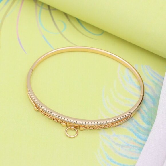 Rose Gold Chain Link Bangle with Dangling Ring, XPBL0576 - Picture 4 of 11